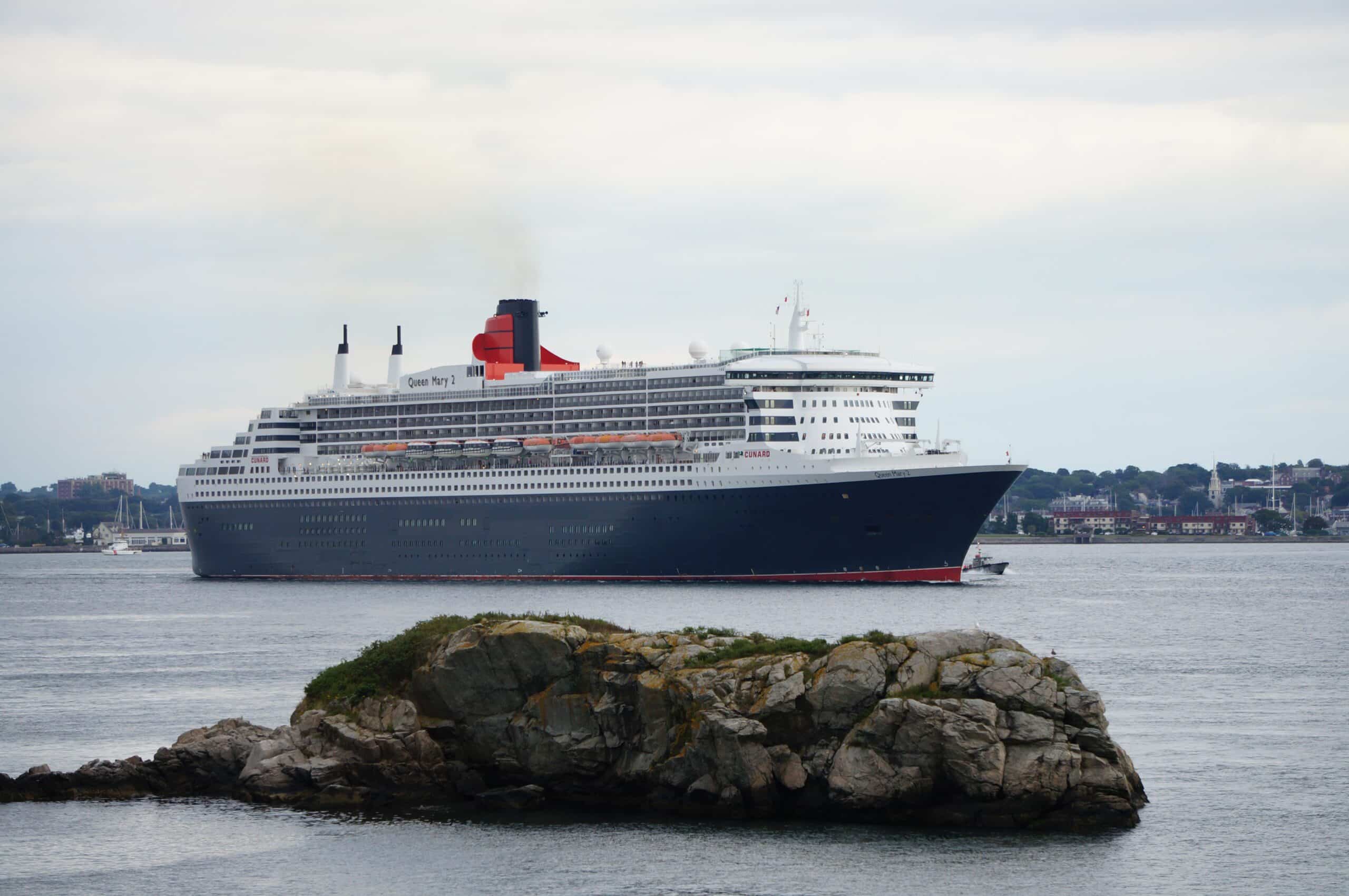 About Large cruise ship at sea