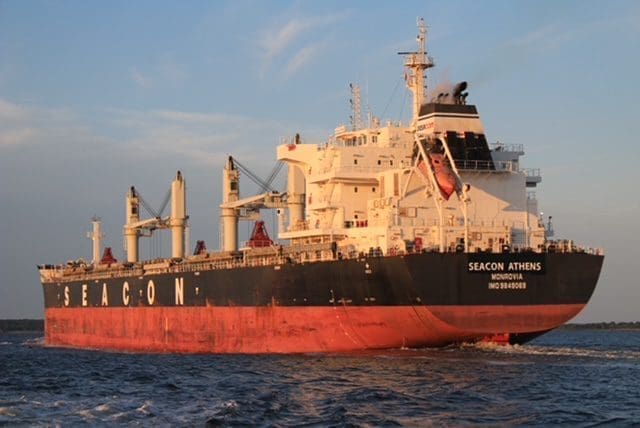 Pilot Stations & Boarding Seacon Athens cargo ship at sea