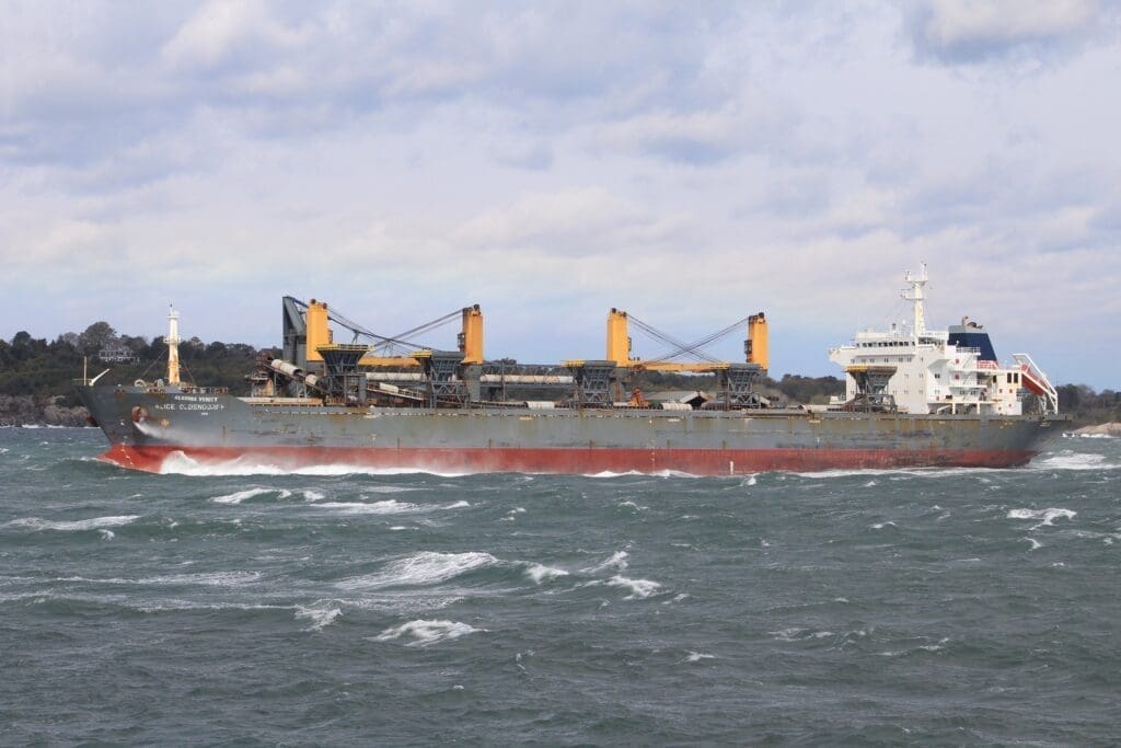 About Large cargo ship sailing