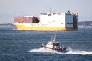 Large ship and small boat